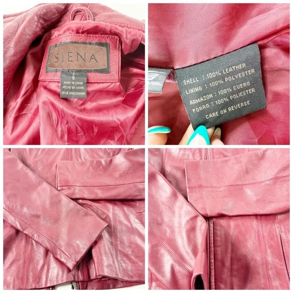 🪩 267. SIENA women’s small wine red leather jacket full zip - Picture 11 of 12